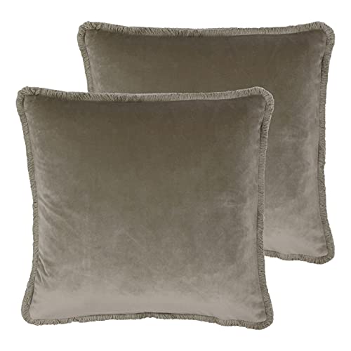 Paoletti Freya Polyester Filled Cushions (Twin Pack), Polyester, Taupe