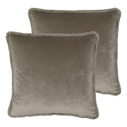 Paoletti Freya Polyester Filled Cushions (Twin Pack), Polyester, Taupe