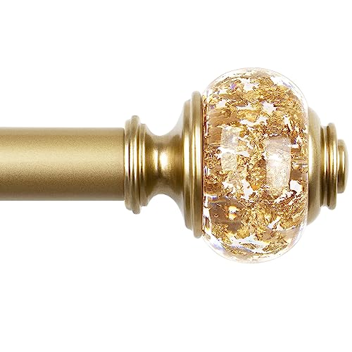 Curtain Rods 32 to 58 Inches (2.6-4.8ft), USFOOK 7/8 InchTelescoping Splicing Drapery Rods for Windows, Decorative Curtain Rod for Home Decor with Luxury Gold Translucent Finials