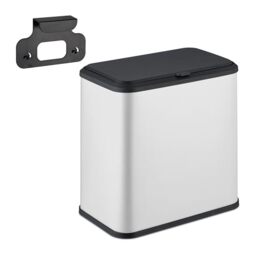 Relaxdays Hanging Rubbish Bin, 5L, Waste Container for Cupboard, Kitchen & Bathroom, Metal & Plastic, Rectangular, White