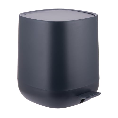 Relaxdays Bathroom Bin, 5L Soft-Close Pedal Bin with Removable Inner, Matte Dark Grey, 25x21.5x21.5 cm