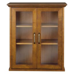 Teamson Home Avery Two-Door Wall Cabinet, Oiled Oak Veneer