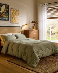 Night Lark Coverless Duvet 10.5 Tog Plain Dye - Olive Green, Single