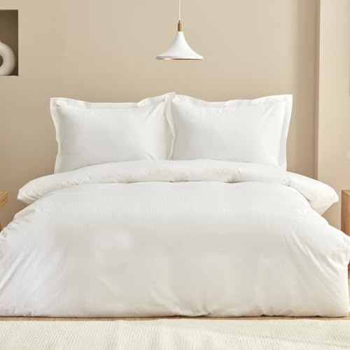 KARACA Home Uniq 100% Cotton Satin Single Duvet Cover Set, White