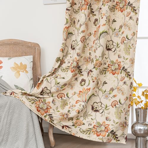 Erbnaryx 80% Blackout Curtains for Bedroom, Paisley Floral Pattern Window Drapes 54 Inch Length for Living Room, Thermal Insulated Grommet Curtains, 2 Panels