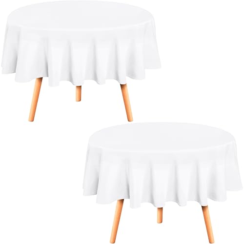 Utopia Kitchen Round Tablecloth 90 Inches (Pack of 2) White Table Cover Perfect for Parties, Weddings and Festivals (228 cm)