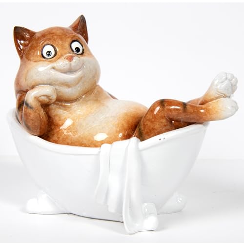 Lesser & Pavey Novelty s Cat Bathtime Decor Figurine - Freestanding Display, Charming Interior Accent, Quality Finish, Ideal for Home and Office Decor, Wonderful Present