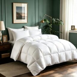 Serta Goose Feathers Down Fiber Comforter Queen Size Duvet Insert,100% Cotton, Hotel Luxury Hypoallergenic Comforter 80oz Extra Warmth 90 x 90 in White