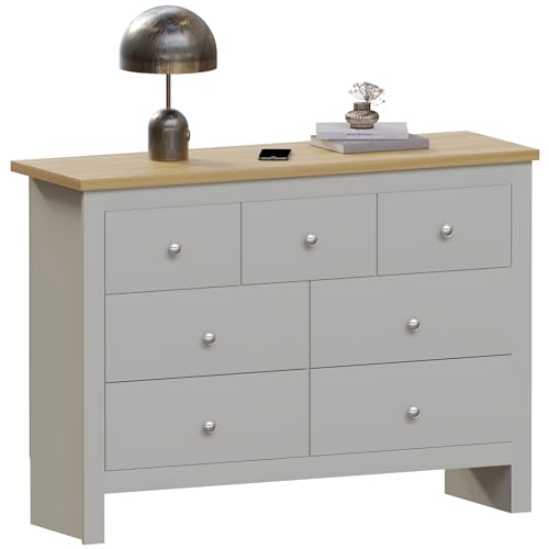 Vida Designs Arlington 4+3 Chest of Drawers Cabinet Storage Modern Bedroom Furniture (Grey)