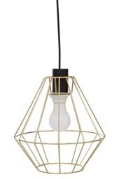 Premier Housewares Champagne Gold Cage Pendant Light Industrial Iron Ceiling Fixture Chandelier Style Large Ceiling Light Metal Pendant Light For Hallway 26 x 128 x 26 cm