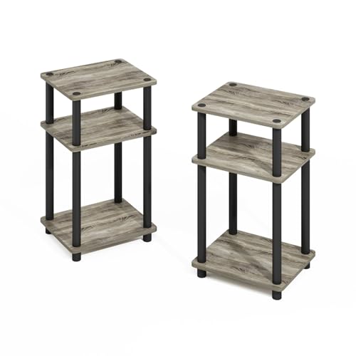 Furinno TURN-N-TUBE Storage Shelves, Stackable Standing Shelf, Open Corner Shelf, for Organization and Storage, Living Room, Garage, Home Office, French Oak