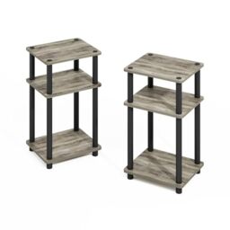 Furinno TURN-N-TUBE Storage Shelves, Stackable Standing Shelf, Open Corner Shelf, for Organization and Storage, Living Room, Garage, Home Office, French Oak