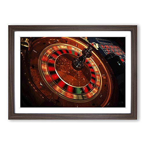 Roulette Table Casino Framed Print - A2 Walnut Framed Wall Art - Ready to Hang - Modern Nature Picture - Living Room Bedroom Lounge Office