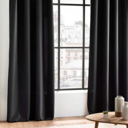 Douceur d'Intérieur 1609135 Curtains, Polyester, Black, 140 x 260 cm