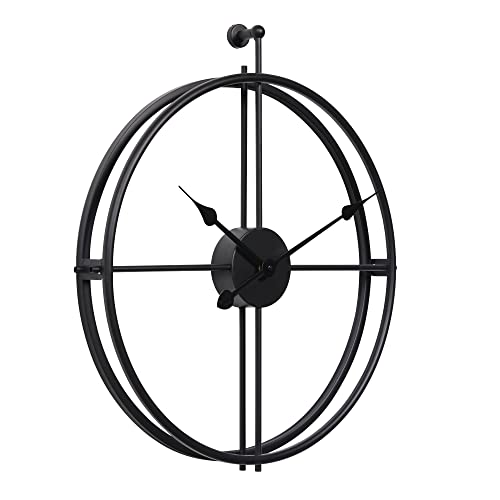 LW Collection wall clock Alberto Black 52cm - wall clock living room – non ticking – modern – silent – Large wall clock – Industrial – vintage – roman numerals – wall clock kitchen – bedroom