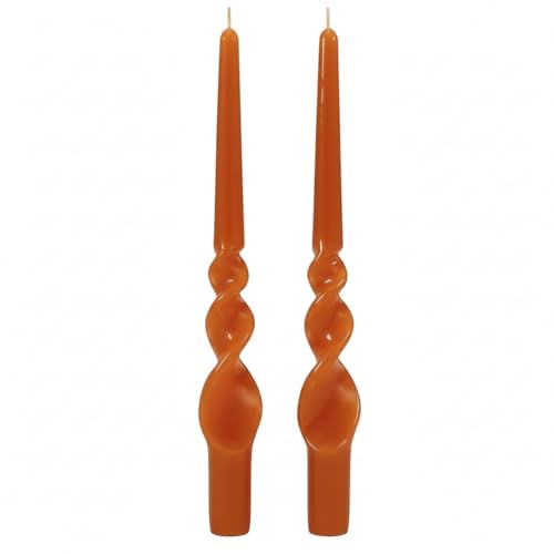 Set of 2 Candlestick Candles Lacquered Handcrafted - Home Decor Collection - Height 30 cm - Cereria di Giorgio - Terracotta Colour