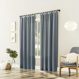 "No. 918 Trevor 2-Pack Heathered Texture Semi-Sheer Tab Top Curtain Panel Pair, 40"" x 84"", Storm Blue"