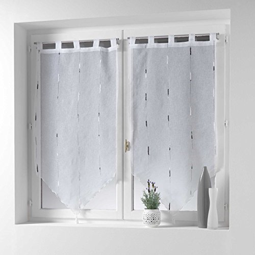 Douceur d'Intérieur 2 x 45 x 160 cm Chenille Fabric Soft Indoor Curtains with Tassels Grey