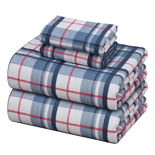 ZOYER Flannel Sheets Full Size - 100% Cotton Double Brushed Bed Sheets Set, Deep Pockets 16 Inches, All Seasons Breathable & Extra Soft Full Sheets, Warm & Cozy, 4 Piece, Attention