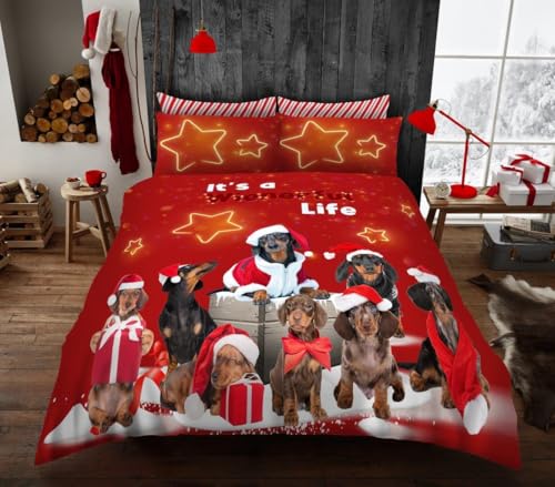 GC GAVENO CAVAILIA Christmas Duvet Cover - Xmas Santa Bedding Double Bed Set With Pillowcases - Poly Cotton Double Duvet Set (200x200 cm) - Soft Easy Care Bed Linen - Xmas Gift For Lovers