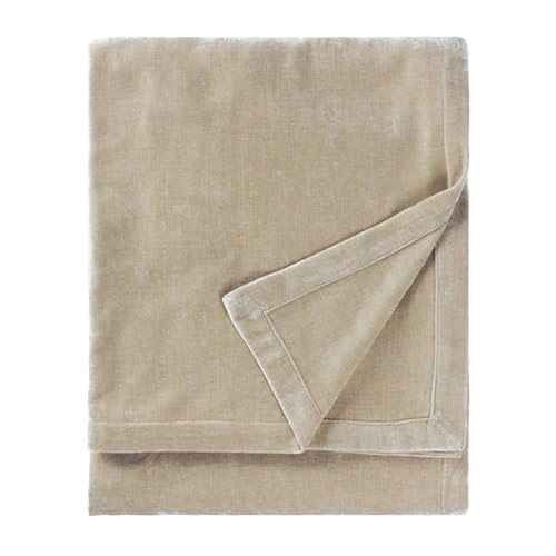 Furn Yard Heavy Chenille Throw – Luxury Soft Velvet Decorative Blanket for Bed or Sofa (Linen - 150x200cm)