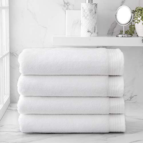 Welhome Madison White Bath Towels - 4 Piece Set - Softer & Lofter Wash After Wash - Hygro-Cotton - Luxury Bathroom Towels - Lightweight Highly Absorbent - Sustainable - Quick Dry Shower Towels