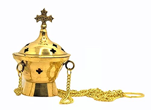Brass Orthodox Incense Burner Hanging or Stand on The Table Very