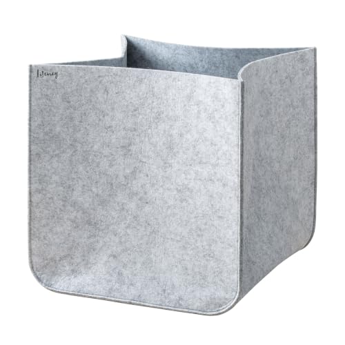 LIFENEY Storage Box Size L - Cupboard Organiser from the Organize Your Closet Series - For Storage Space & Tidy in the Wardrobe - 54 x 37 x 21 cm, Material: Felt, Colour: Grey