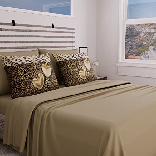 PETTI Artigiani Italiani - Complete Bed Set, Double Sheets, Golden Pendant Sheets, Double Bed Set, Printed on Pillowcases Only 100% Made in Italy