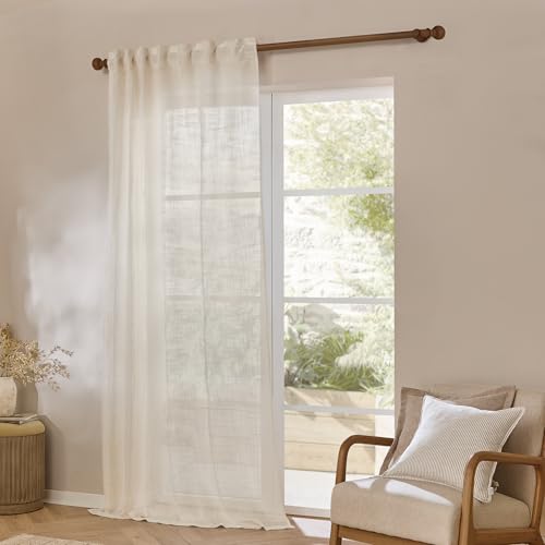 Yard Furn Cirrus Woven Sheer Curtain Panel – Airy Semi Sheer Modern Curtain (Pearl - 290x250cm)