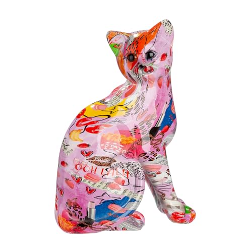 GILDE OOH LALA Cat Figurine Resin ??? Multicoloured ??? Height 29 cm x Width 21 cm ??? Street Art Style