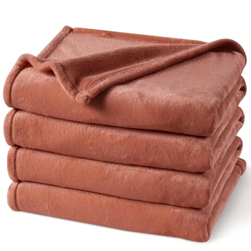 "PHF No Shed No Pilling Fleece Blanket Twin Size -Ultra Soft Lightweight & Cozy Bed Blanket, Plush Anti-Stati Microfiber, Room Home Decor Gifts for Women and Men, 1 Piece, 66"" x 90"", Tomato Red"