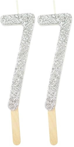 PME Silver Glitter Number Candle 7 (Pack of 2)