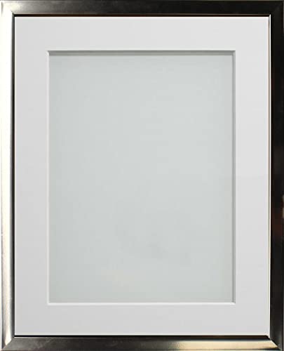 Frame Company Drayton Range Chrome Effect Photo Frame with White Mount, 14x11 for image size A4