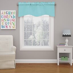 "Eclipse Modern Scalloped Valance Rod Pocket Window Curtain for Kitchen or Bathroom, Polyester, Pool, 42"" W x 18"" L (Pack of 1)"