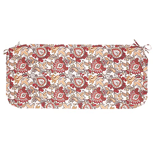 Magpie Fabrics Patio Bench/Swing Cushion Slip Cover 45 x 18 x 3 Inch, Water Resistant UV Protection Outdoor Furniture Loveseat Replacement Cushion Cover with Zipper, (Botanical Red Orange)