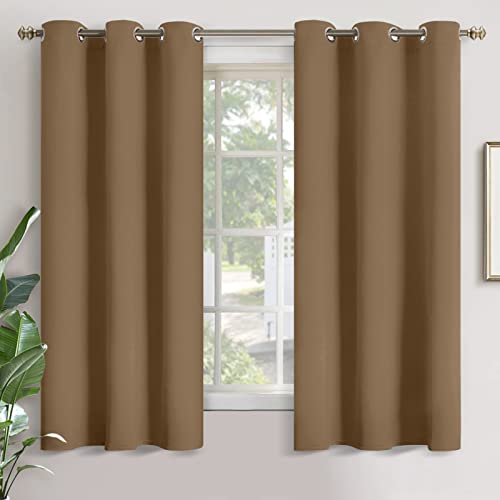 YoungsTex Taupe Blackout Curtains 63 Inches Long for Bedroom - Thermal Insulated Window Drapes with Grommet Room Darkening Privacy for Living Room, 2 Panels, 42 x 63 Inch
