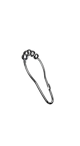 AQUALONA Shower Curtain Ring Hooks - Durable, Rust Resistant - Bathroom & Shower Gliders, Sliders - Beaded, Chrome - Set of 12