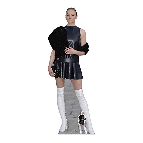 Celebrity Standee Sophie Turner Shortblackskirt and Whiteboots Life Size Cardboard Table Top Mini Cut Out, Wood, Multi Colour, 178 x 66 x 178 cm