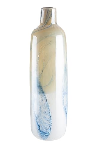 GILDE GLAS art Decorative Vase - Flower Vase Dyed Glass - Maritime Decoration - Gift for Women Birthday Christmas - Colour: Blue Beige - Height 46 cm