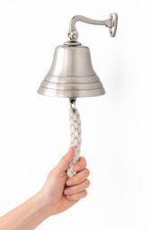 ACL Bar Accessories for Home Pub Hand Bell – Wall Mounted Bar Bell Nautical Decorations – Unique Silver Bell with Crisp Loud Sounds Ideal for Christmas, Reception, Pubs (10 Inch)