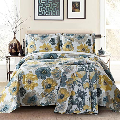 Royal Hotel Leahanna Oversized Coverlet Set Queen Size ??? Luxury Queen Quilt Bedspread, All Season Soft Filled Quilts, Breathable Bed Spread Lightweight Comforter, 3 Piece Bedding Set