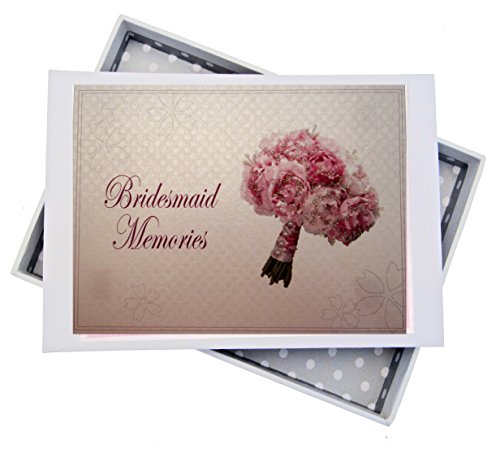 White Cotton Cards Bridesmaid Wedding, Mini Photo Album, Bouquet, Board, 12.5 x 17.5 x 2.5 cm