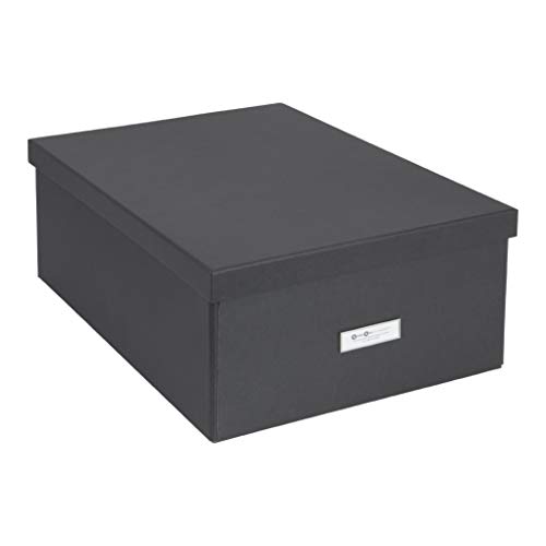 Bigso Box of Sweden Collapsible Storage Box, Paper-Laminated, Dark Grey, L