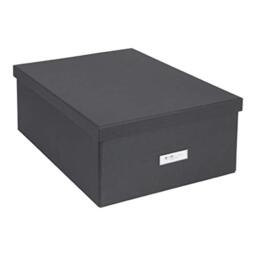 Bigso Box of Sweden Collapsible Storage Box, Paper-Laminated, Dark Grey, L