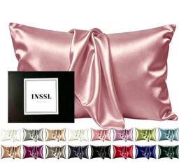 INSSL Silk Pillowcase for Women, Mulberry Silk Pillowcase for Hair and Skin and Stay Comfortable and Breathable During Sleep (Coral, Standard)