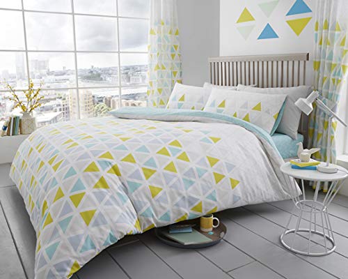 Gaveno Cavailia Luxury GEO TRIANGLE Bed Set with Duvet Cover and Pillow Case, Polyester-Cotton, Teal, Super-King