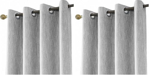 Melodieux 1 Panel Eyelet Grommet Curtains with Tiebacks - Semi Blackout Room Darkening Curtain, Thermal Insulated Windproof Window Drapes for Livingroom, Bedroom, Patio (Grey, 46 x 72 Inch Drop)