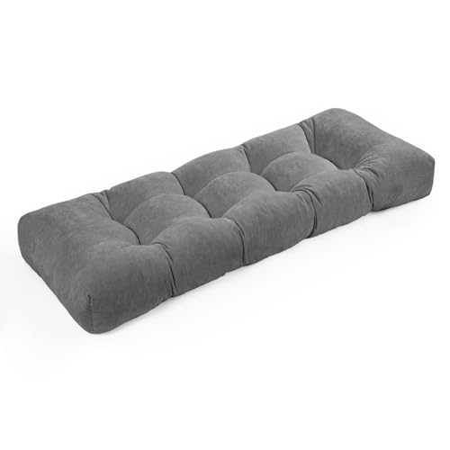 ROFIELTY Bench Cushion 45 x 18 Inch, Soft and Comfortable Tufted Bench Cushion, with Non-Slip Design Window Seat Cushions Indoor(Chenille-Gray, 45x18x4)