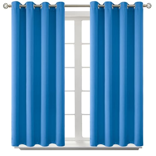 BGment Room Darkening Curtains 45 Inches Long - Grommet Thermal Insulated Drapes Window Treatment Curtains for Bedroom, 2 Panels, 52 x 45 Inch, Classic Blue